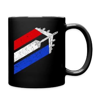 B-52 Stratofortress USA Contrails Rot Wei� Blau - Tasse einfarbig - Schwarz - Rechts