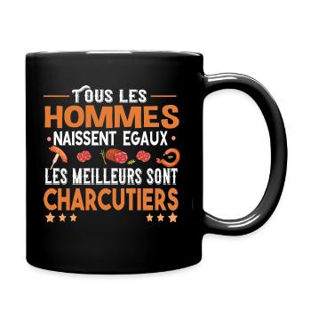 Charcutier homme. Cadeau métier charcuterie. Porc - Mug uni - noir - Droite