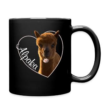 Ich liebe Alpaka, I love Alpaka, Alpaka Bekleidung - Tasse einfarbig - Schwarz - Rechts