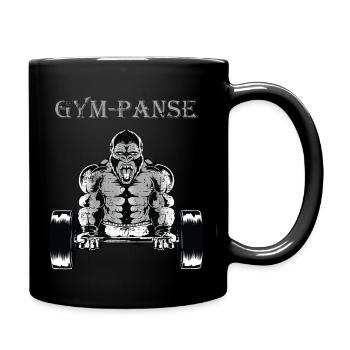 Gympanse Chimpanzé dans la salle de gym avec haltère - Mug uni - noir - Droite