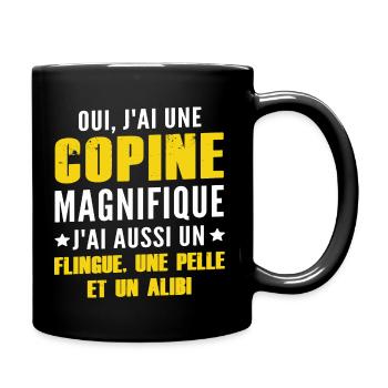 oui jai une copine magnifique / humour couple - Mug uni - noir - Droite