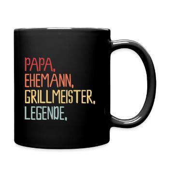 Seriengriller Papa Grillmeister Geschenk - Tasse einfarbig - Schwarz - Rechts