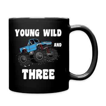 Young Wild And Three - 3.Geburtstag Kinder Truck - Tasse einfarbig - Schwarz - Rechts