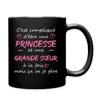 cadeau marrant princesse grande sœur compliqué - Mug uni - noir - Droite