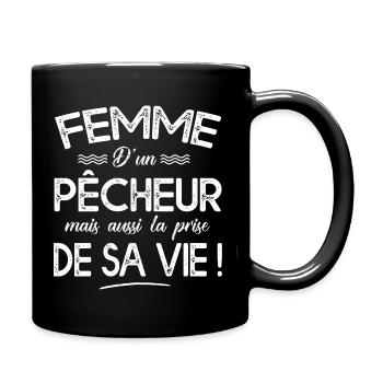 femme pêcheur cadeau humour femme pêche - Mug uni - noir - Droite