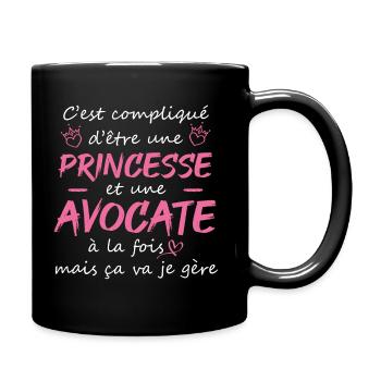 cadeau original femme princesse avocate - Mug uni - noir - Droite