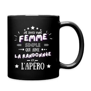 Humour femme maman fête apéro et la randonnée - Mug uni - noir - Droite