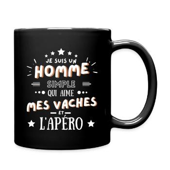 Humour homme papa fête apéro et mes vaches - Mug uni - noir - Droite