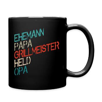 Ehemann Papa Grillmeister Held Opa Grillen - Tasse einfarbig - Schwarz - Rechts