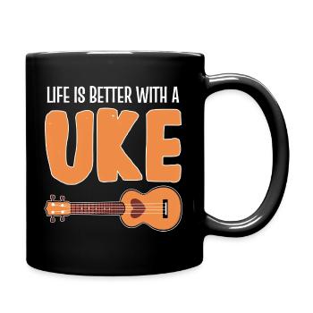 ukulele - Full Colour Mug - black - Right