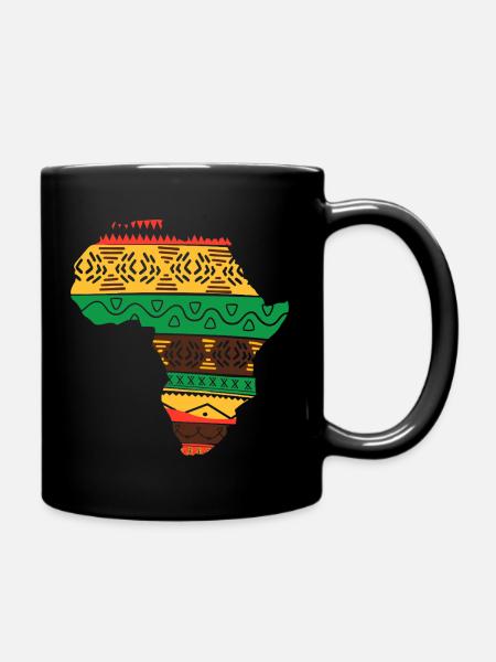 Afrique Carte continent Reggae Rouge Jaune Vert Rasta - Mug uni - noir