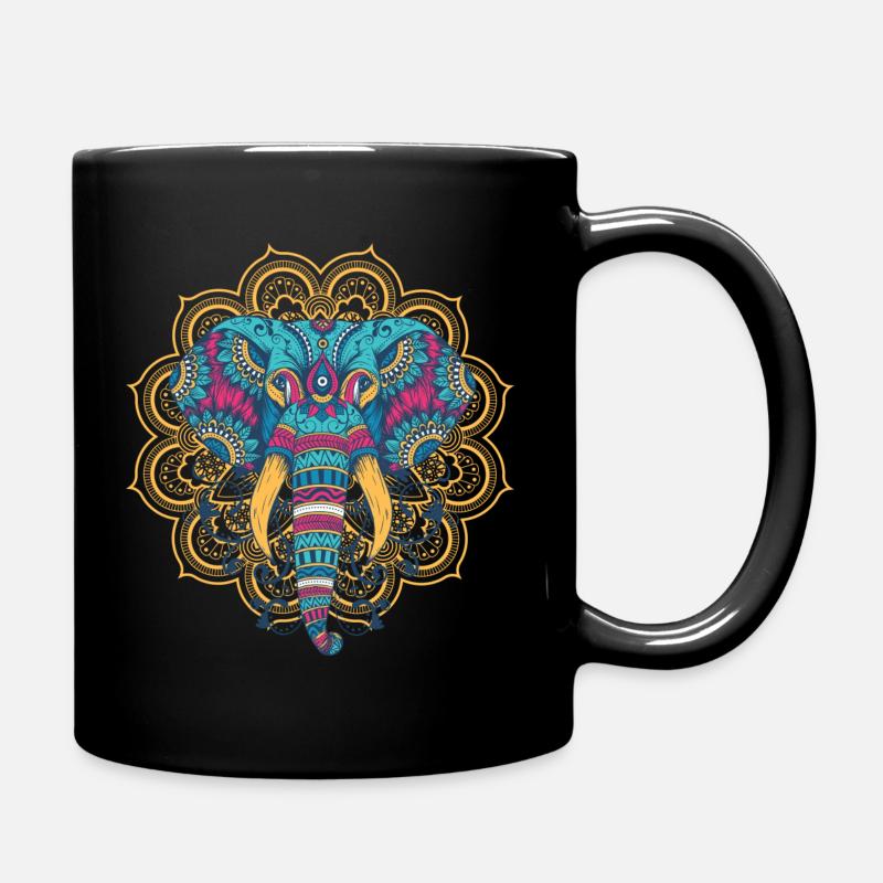 Afrika indischer Elefant Kopf Tierfreund Yoga - Tasse einfarbig - Schwarz