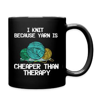 Stricken ist besser als Therapy Stricken Nadeln - Tasse einfarbig - Schwarz - Rechts
