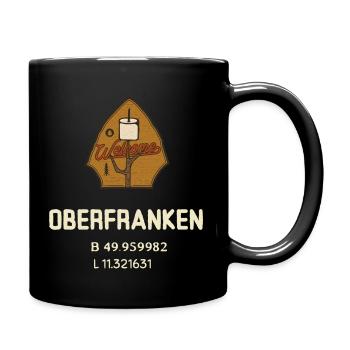 Oberfranken Shirt mit Koordinaten - Tasse einfarbig - Schwarz - Rechts