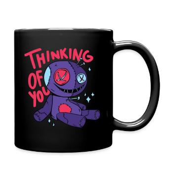 Halloween Voodoo Doll with Saying Thinking Of You - Full Colour Mug - black - Right