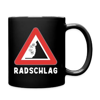 Radschlag - Lustiges Fahrrad Wortspiel, Wortwitz - Tasse einfarbig - Schwarz - Rechts