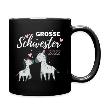 Grosse Schwester 2022 Zebra Shirt süß geschenk - Tasse einfarbig - Schwarz - Rechts