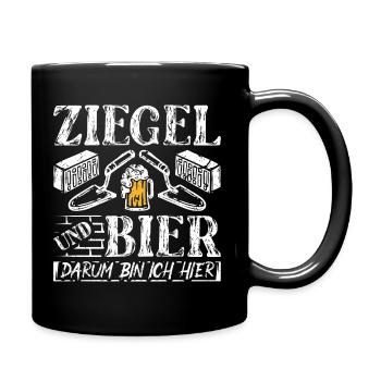 Ziegel und Bier für Handwerker Bauarbeiter Maurer - Tasse einfarbig - Schwarz - Rechts
