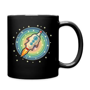 Rocket flies in space. Space travel as an astronaut - Full Colour Mug - black - Right