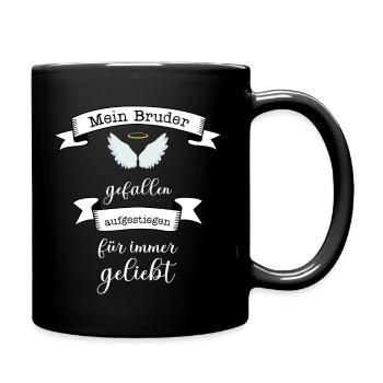 Bruder gestorben verstorben Erinnerung geliebt RIP - Tasse einfarbig - Schwarz - Rechts