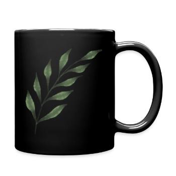 Blatt Zweig Symbol - Tasse einfarbig - Schwarz - Rechts