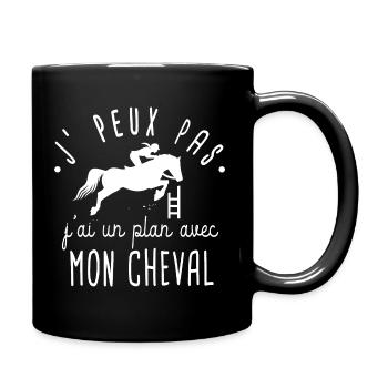 J' peux pas j' ai cheval humour équitation chevaux - Mug uni - noir - Droite