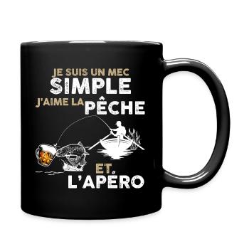 Pêcheur cool, apéro bière humour papy, papa pêche - Mug uni - noir - Droite
