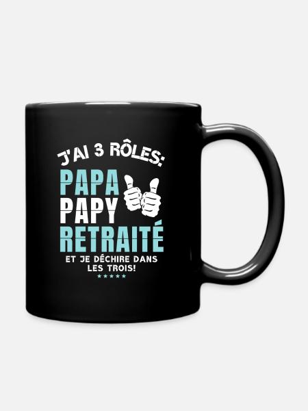 Retraité Papa Papy - Cadeau Retraite homme humour - Mug uni - noir