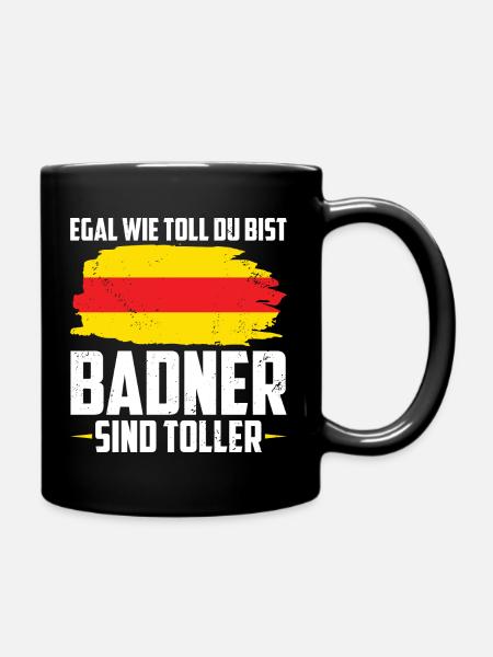 Badische Flagge | Badisch Baden Badener Geschenke - Tasse einfarbig - Schwarz