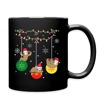 Faultier Weihnachten - Tasse einfarbig - Schwarz - Rechts