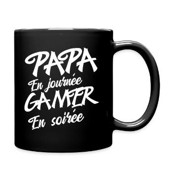 Papa en journée gamer en soirée cadeau papa gamer - Mug uni - noir - Droite