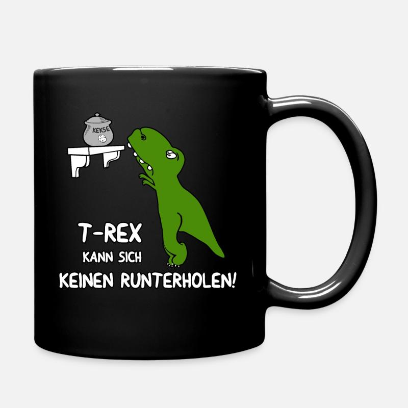 T Rex kann sich keinen runterholen - Tasse einfarbig - Schwarz