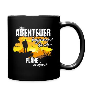 Abenteuer Reisen Wandern Bergsport Spruch Geschenk - Tasse einfarbig - Schwarz - Rechts