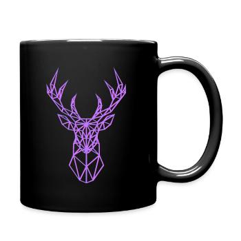 Neon Deer Head Antler Pink - Full Colour Mug - black - Right