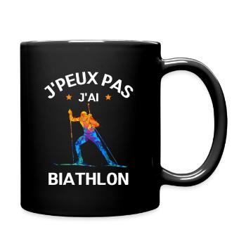 j'peux pas j'ai biathlon - humour sport d'hiver - Mug uni - noir - Droite