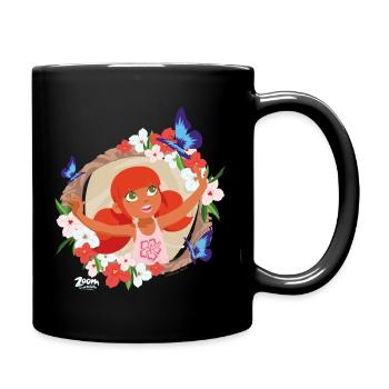 Zoom Der Weiße Delfin Marina und Schmetterlinge - Tasse einfarbig - Schwarz - Rechts