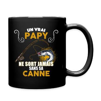 Papy canne à pêche. Idée cadeau papy pêcheur - Mug uni - noir - Droite