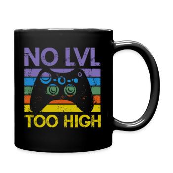 Trendiges Gamer Shirt – "NO LVL TOO HIGH" - Tasse einfarbig - Schwarz - Rechts