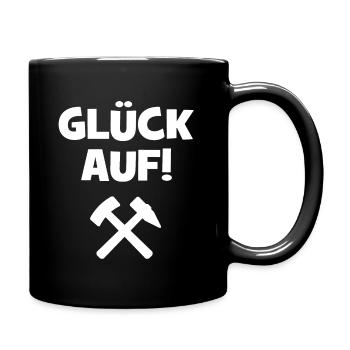 Glück auf - Ruhrpott - Bergbau - Bergwerk - Pott - Tasse einfarbig - Schwarz - Rechts