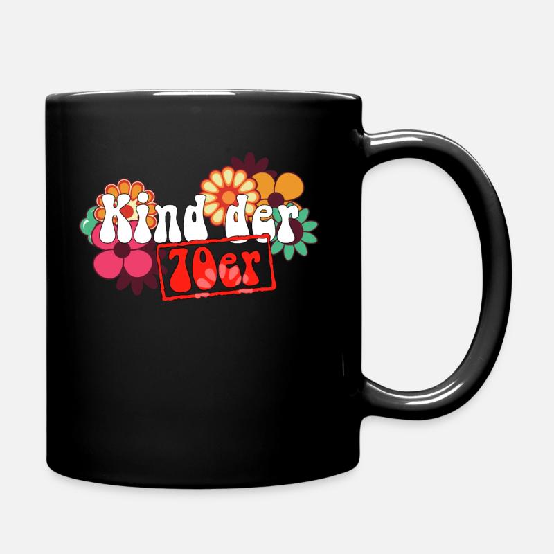 Kind der 70er Blumen Retro - Tasse einfarbig - Schwarz