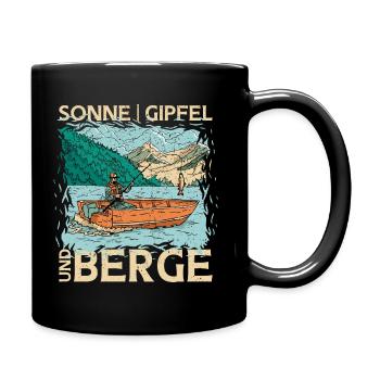 Sonne Gipfel und Berge. Wandern Design - Tasse einfarbig - Schwarz - Rechts