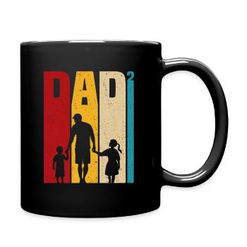 Vater und Sohn - Vater und Tochter, Vater Sohn und Tochter - Tasse einfarbig - Schwarz - Rechts