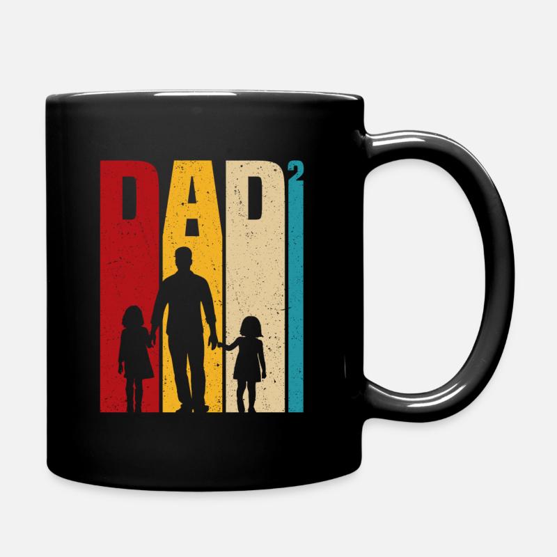 Père de deux filles cadeau papa filles - Mug uni - noir