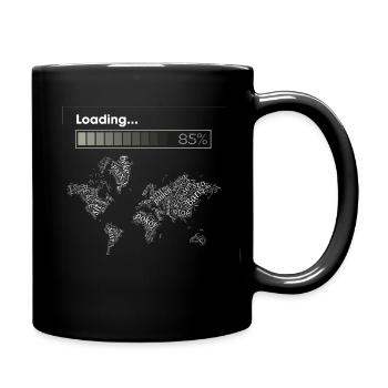 Fieden zu 85% geladen - Weltkarte - Tasse einfarbig - Schwarz - Rechts