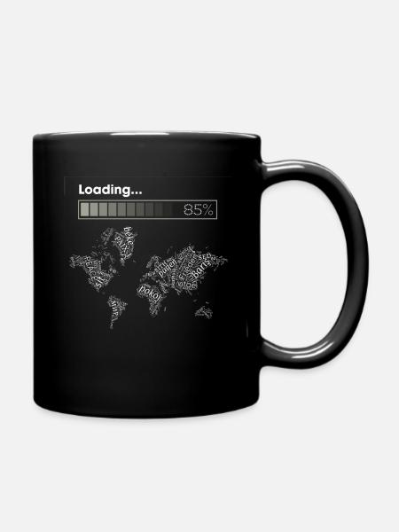 Fieden to 85% loaded - world map - Full Colour Mug - black