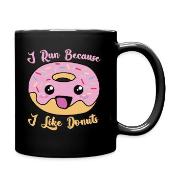 I run because i like donuts - Tasse einfarbig - Schwarz - Rechts