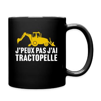 j'peux pas j'ai tractopelle t-shirt chantier - Mug uni - noir - Droite
