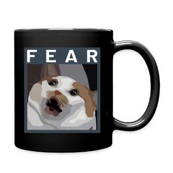 Chat effrayé Meme Illustration - Mug uni - noir - Droite