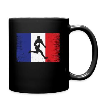 Flag France team rugby player - Full Colour Mug - black - Right