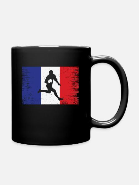 Drapeau équipe france joueur de rugby - Mug uni - noir